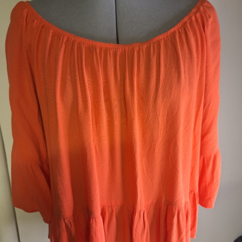 Women's Watermellon Semi Cropped Ruffled Top. Size Med/Large - Picture 1 of 6